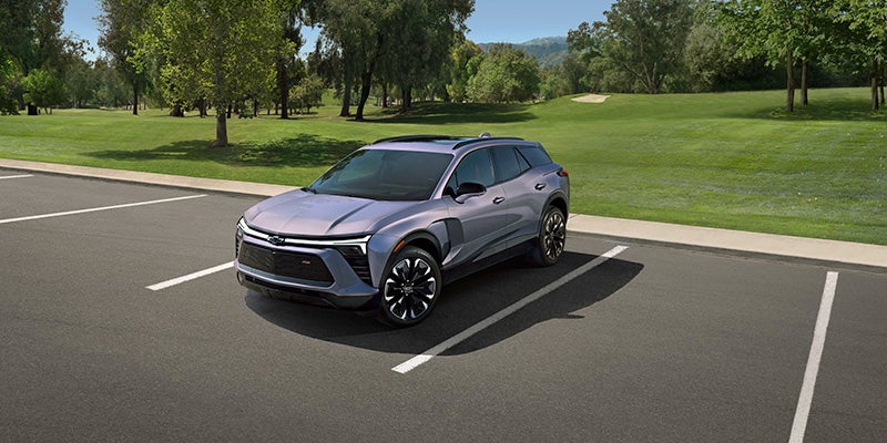 Gray 2025 Chevrolet Blazer EV parked in parking lot outside